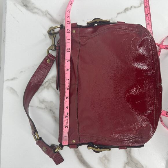 Y2K Coach Shoulder Handbag Zoe Red Patent Leather Authentic E0873-12735 - Picture 12 of 14
